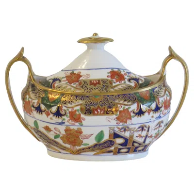 Pre-owned Spode Porcelain Lidded Sucrier Hand Painted And Gilded Pattern 967, Ca 1810 In Brown