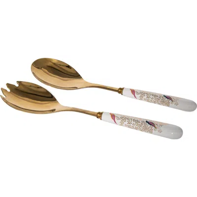Spode Sara Miller Chelsea Pair Of Salad Servers In Gold
