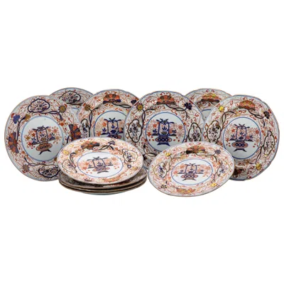Pre-owned Spode Set Of 11 Early  Ironstone Imari Dessert Dishes Made Circa 1815 In Gray
