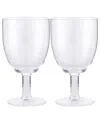 Spode Set Of 2 Kit Kemp Glassware Flow Wine Glasses In White