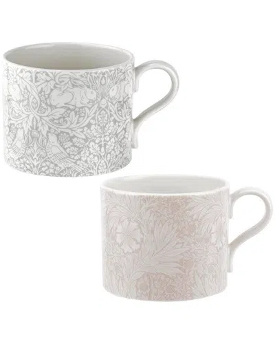 Spode Set Of 2 Morris & Co. 12oz Mugs: Marigold & Brer Rabbit In White