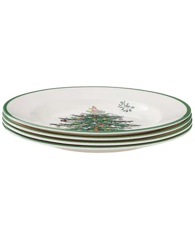 Spode Set Of 4 Christmas Tree 10.5in Dinner Plates In Multi