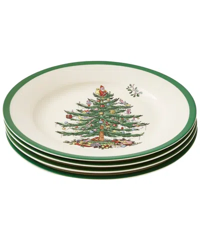 Spode Set Of 4 Christmas Tree 8in Salad Plates In Green