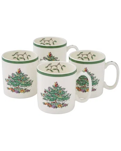 Spode Set Of 4 Christmas Tree 9oz Mugs In White