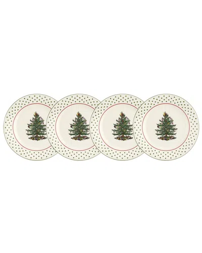 Spode Set Of 4 Christmas Tree Dessert Plates