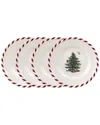Spode Set Of 4 Christmas Tree Peppermint Canape Plates In Multi