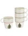 Spode Set Of 4 Christmas Tree Stackable Mugs