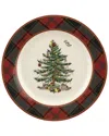 Spode Set Of 4 Christmas Tree Tartan Salad Plates