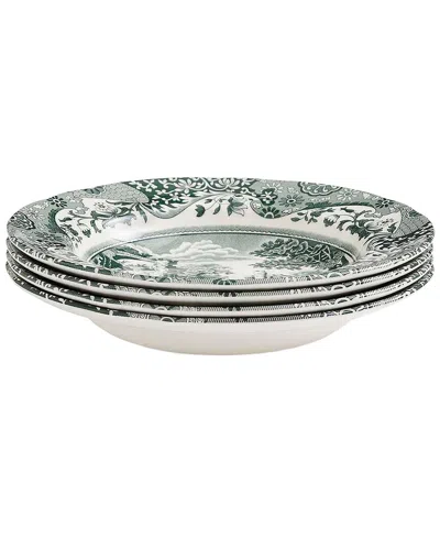 Spode Set Of 4 Green Italian 9in Soup Plates