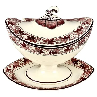 Pre-owned Spode Small Creamware Tureen With Brown Grapes Decoration England Circa 1820 In Purple