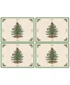 Spode Table Linens, Set Of 4 Christmas Tree Placemats Cork Back In No Color
