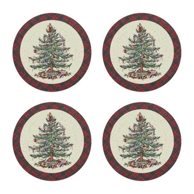 Spode ® Tartan Set Of 4 Round Placemats In Multicolor