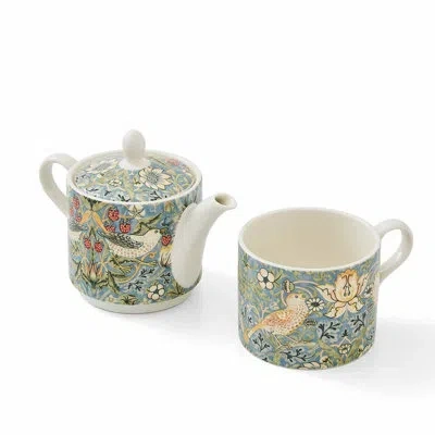 Spode Tea For One, 10 oz (strawberry Thief) In White,blue,green