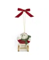 Spode Teddy On A Sleigh Ornament In Green