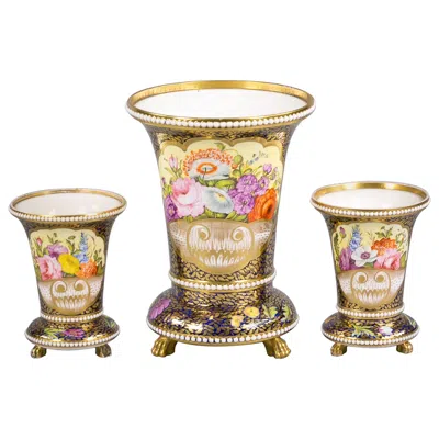Pre-owned Spode Three-piece English Porcelain Assembled Garniture, , Circa 1810 In Sand