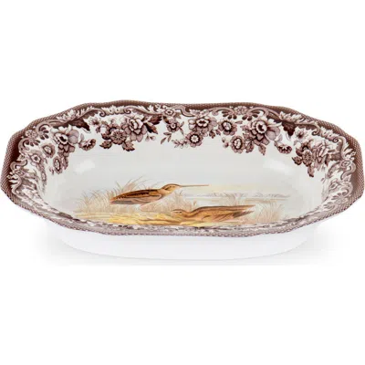 Spode Woodland 11.5" Large Open Vegetable Dish, Snipe In Brown