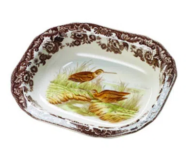 Spode Woodland 9.5" Open Vegetable Dish, Snipe In Brown