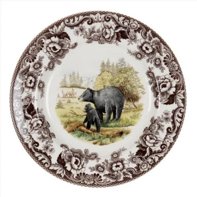 Spode Woodland American Wildlife 10.5" Dinner Plate In Black Bear