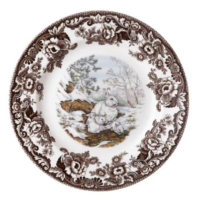 Spode Woodland American Wildlife 10.5" Dinner Plate In Snow Rabbit