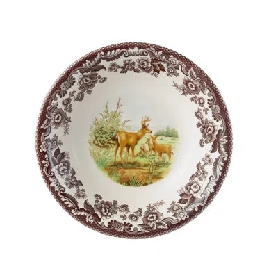 Spode Woodland Am.wildlife Ascot Cereal Bowl 8" Mule Deer In Brown