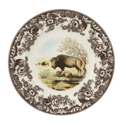 Spode Woodland Am.wildlife Dinner Plate 10.5" Bison In Multi