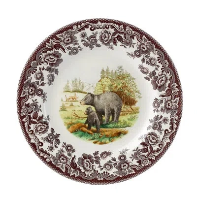 Spode Woodland Am.wildlife Dinner Plate 10.5" Blk Bear In Brown