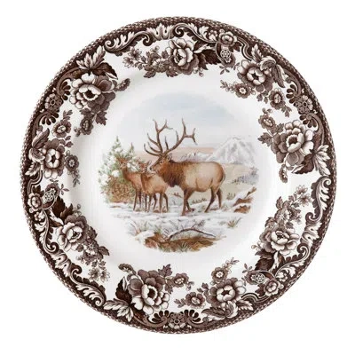Spode Woodland Am.wildlife Salad Plate 8" Elk In Brown