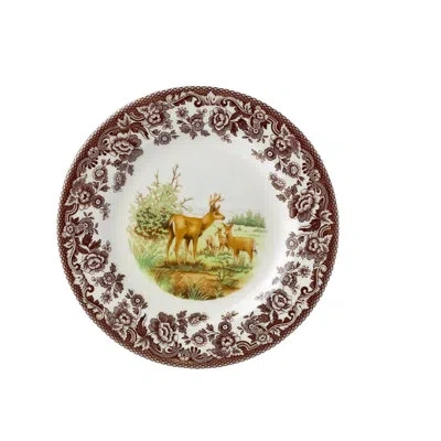 Spode Woodland Am.wildlife Salad Plate 8" Mule Deer In Brown;green;yellow
