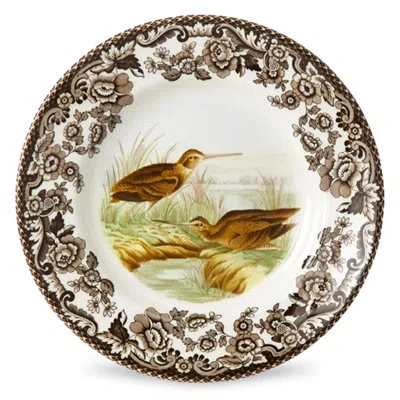 Spode Woodland B&b Plate 6.5" Snipe In Brown;white;yellow