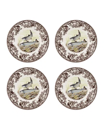Spode Woodland Dinner Plates, Set Of 4 In Salmon