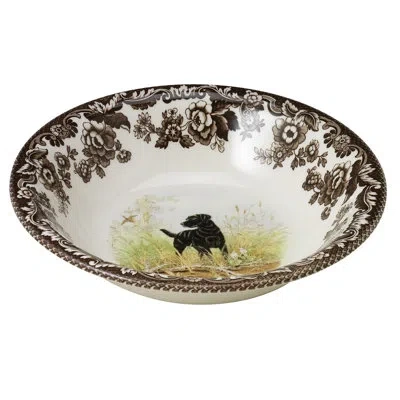 Spode Woodland Dogs Ascot Cereal Bowl 8" Blk Lab In Brown;white