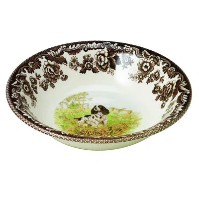 Spode Woodland Dogs Ascot Cereal Bowl 8" Spaniel In White