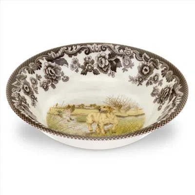 Spode Woodland Dogs Ascot Cereal Bowl 8" Yel Lab In White