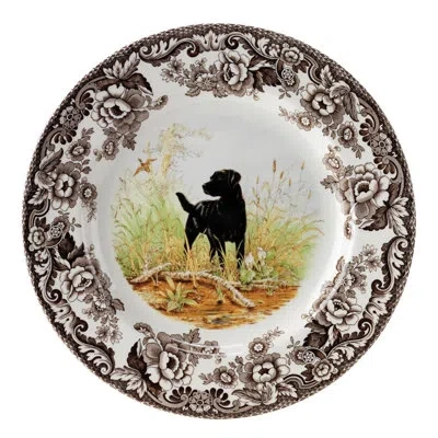 Spode Woodland Dogs Salad Plate 8" Blk Lab In Black