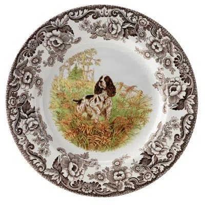Spode Woodland Dogs Salad Plate 8" Spaniel In Brown;white