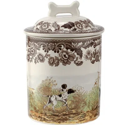 Spode Woodland Dogs Treat Jar 7"assorted Dogs In Brown