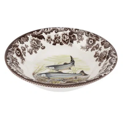 Spode Woodland Fish Cereal Bowl 8" King Salmon In White