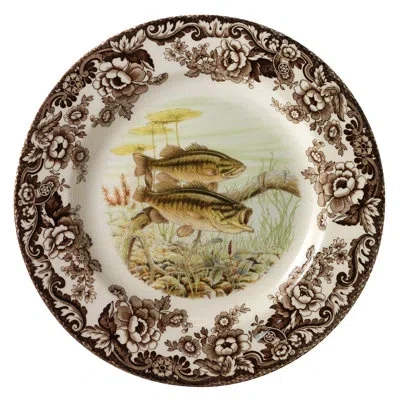 Spode Woodland Fish Salad Plate 8" Bass In Brown;white