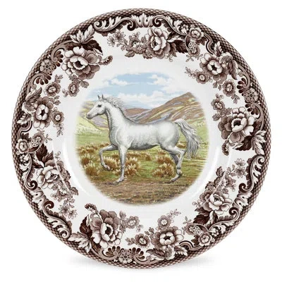Spode Woodland Horses Dinner Plate 10.5" Arabian In Brown;white