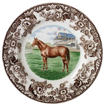 Spode Woodland Horses Dinner Plate 10.5" Thoroughbrd In Multi