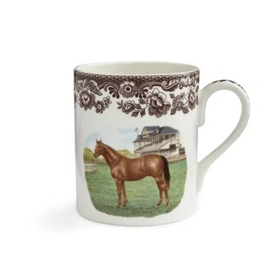 Spode Woodland Horses Mug 16 oz Thoroughbred In White