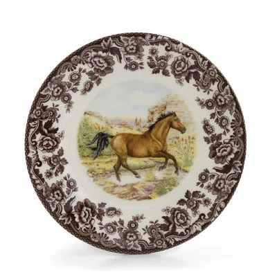 Spode Woodland Horses Salad Plate  8" Quarter Horse In Brown