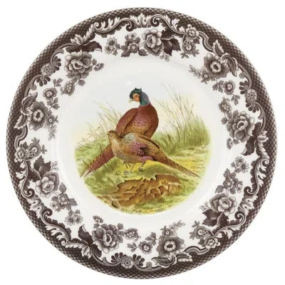 Spode Woodland Luncheon Plate 9" Pheasant In Brown;white