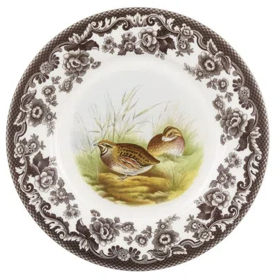 Spode Woodland Luncheon Plate 9" Quail In Brown;white