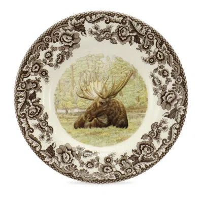 Spode Woodland Moose Bread & Butter Plt 6.5" Moose In Brown;white