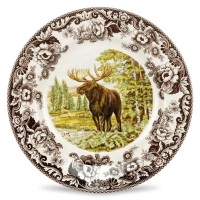 Spode Woodland Moose Dinner Plate 10.5" Moose In Brown;white