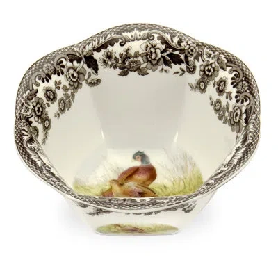 Spode Woodland Nut Bowl 6" Pheasant In Black;white