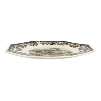 Spode Woodland Octagonal Plate 9.5" Wood Duck In Brown