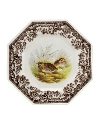 Spode Woodland Octagonal Plate In Brown