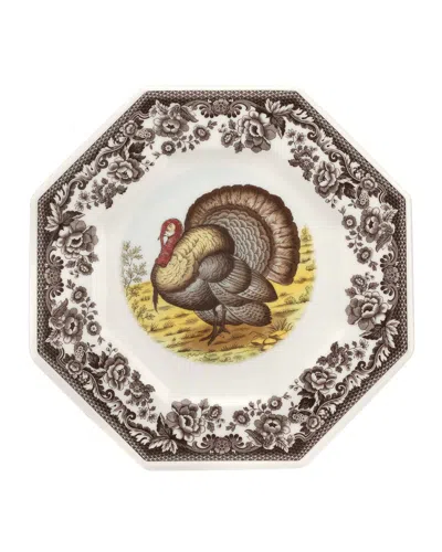 Spode Woodland Octagonal Plate In Brown